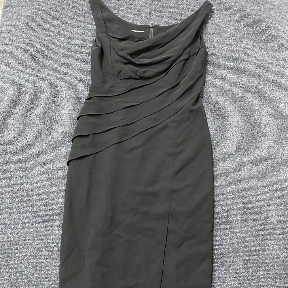 Charles Chang-Lima Dress Womens Small Black Ruched Draped Sheath Cowl‎ Neck LBD